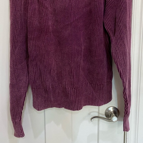 Umgee mineral wash lace up neckline purple sweater NWT size large - Picture 7 of 7